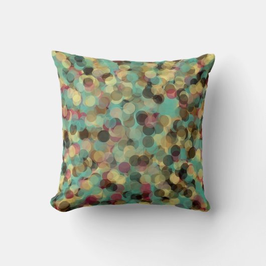 pink yellow green and blue circle pattern abstract クッション (正面)