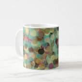 pink yellow green and blue circle pattern abstract コーヒーマグカップ (正面左)