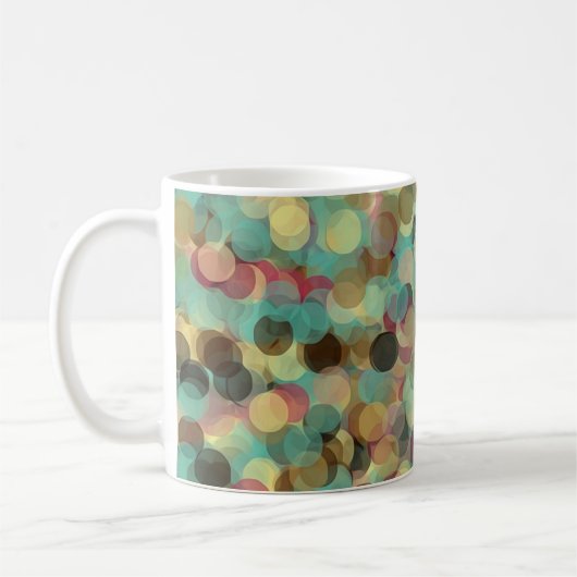 pink yellow green and blue circle pattern abstract コーヒーマグカップ (左)