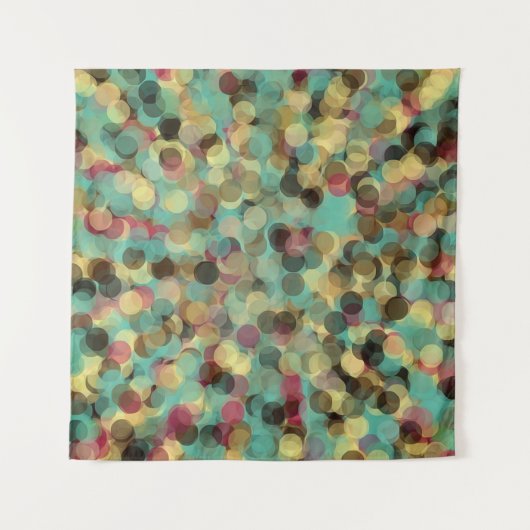 pink yellow green and blue circle pattern abstract タペストリー (正面)