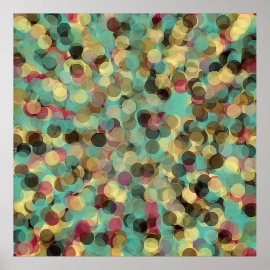 pink yellow green and blue circle pattern abstract ポスター (正面)