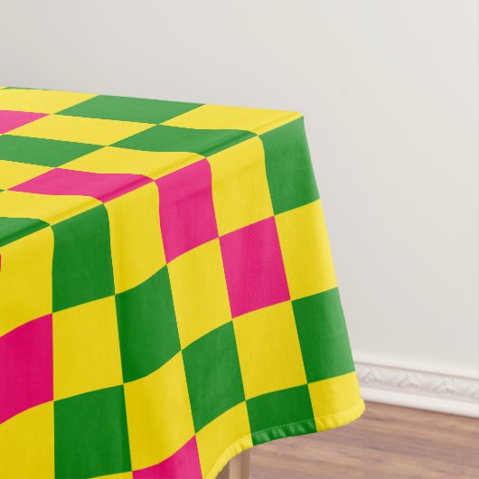 Pink Yellow Green Checkered Pattern Design  テーブルクロス (インサイチュ)