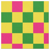 Pink Yellow Green Checkered Pattern Design  ファブリック (クローズアップ)