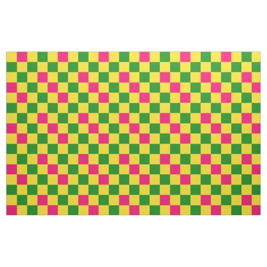Pink Yellow Green Checkered Pattern Design  ファブリック (ファットクウォーター)
