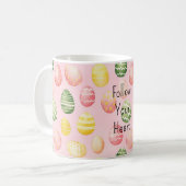Pink Yellow Green Easter Eggs コーヒーマグカップ (正面左)
