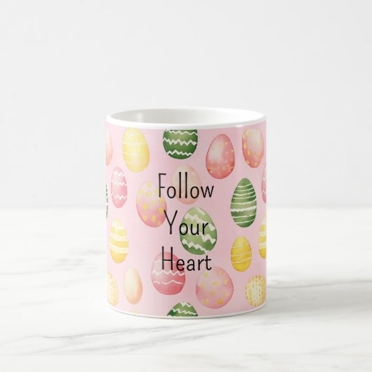 Pink Yellow Green Easter Eggs コーヒーマグカップ (中央)