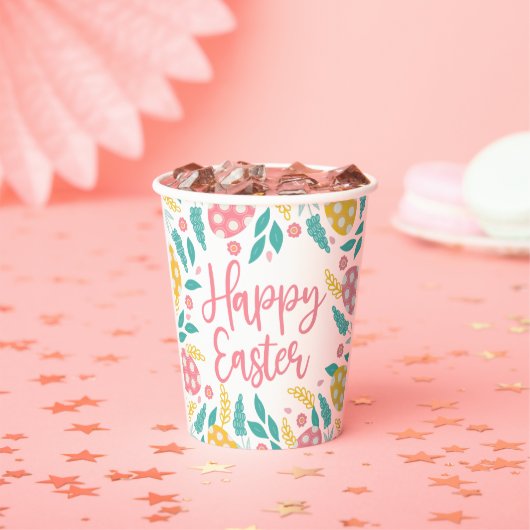 Pink Yellow Happy Easter Eggs 紙コップ (インサイチュ)