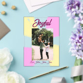 Pink yellow joyful holidays photo family retro boh アクリル招待状 (インサイチュ (ウェディング))