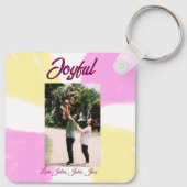 Pink yellow joyful holidays photo family retro boh キーホルダー (裏面)