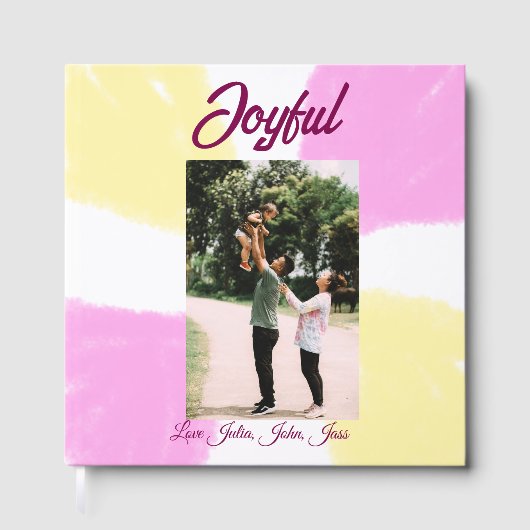 Pink yellow joyful holidays photo family retro boh ゲストブック (正面)