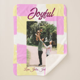 Pink yellow joyful holidays photo family retro boh シェルパブランケット