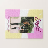 Pink yellow joyful holidays photo family retro boh ジグソーパズル (横)