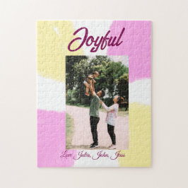 Pink yellow joyful holidays photo family retro boh ジグソーパズル