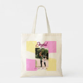 Pink yellow joyful holidays photo family retro boh トートバッグ (裏面)