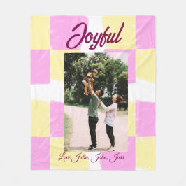 Pink yellow joyful holidays photo family retro boh フリースブランケット