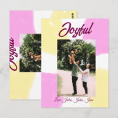 Pink yellow joyful holidays photo family retro boh ポストカード (正面/裏面)