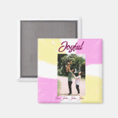 Pink yellow joyful holidays photo family retro boh マグネット (正面/裏面)