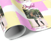Pink yellow joyful holidays photo family retro boh ラッピングペーパー (ロールコーナー)