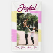 Pink yellow joyful holidays photo family retro boh 横断幕 (縦)