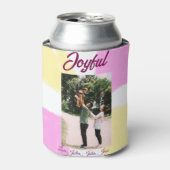 Pink yellow joyful holidays photo family retro boh 缶クーラー (缶正面)