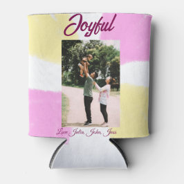 Pink yellow joyful holidays photo family retro boh 缶クーラー