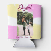 Pink yellow joyful holidays photo family retro boh 缶クーラー (裏面)