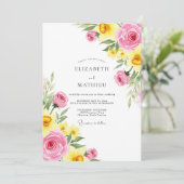 Pink Yellow Jubilant Spring Wedding 招待状 (スタンド正面)
