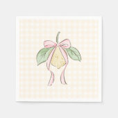 Pink & Yellow Lemon Bow Baby Shower スタンダードカクテルナプキン (正面)