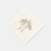 Pink & Yellow Lemon Bow Baby Shower スタンダードカクテルナプキン (角)