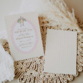 Pink & Yellow Lemon Bow Baby Shower 招待状