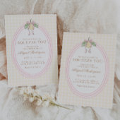 Pink & Yellow Lemon Bow Baby Shower 招待状