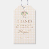 Pink & Yellow Lemon Bow Baby Shower Favor ギフトタグ (正面)