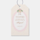 Pink & Yellow Lemon Bow Baby Shower Favor ギフトタグ (正面)