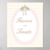 Pink & Yellow Lemon Bow Favors and Treats Sign ポスター (正面)