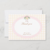 Pink & Yellow Lemon Bow Thank You サンキューカード (正面)