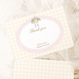 Pink & Yellow Lemon Bow Thank You サンキューカード