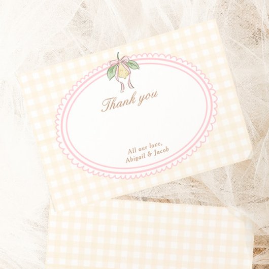 Pink & Yellow Lemon Bow Thank You サンキューカード
