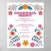 Pink Yellow Mexican Fiesta Bar Menu Sign ポスター (正面)