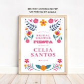 Pink Yellow Mexican Fiesta Bridal Shower ポスター