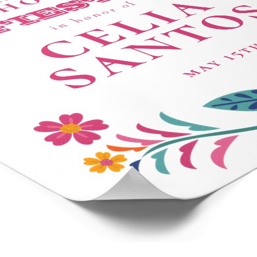Pink Yellow Mexican Fiesta Bridal Shower ポスター (角)