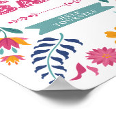 Pink Yellow Mexican Fiesta Nacho Bar Sign ポスター (角)