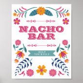 Pink Yellow Mexican Fiesta Nacho Bar Sign ポスター (正面)