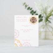 PInk & Yellow Namkaranベビー名前付け招待状 招待状 (スタンド正面)