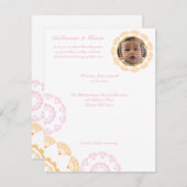 PInk & Yellow Namkaranベビー名前付け招待状 招待状 (正面/裏面)