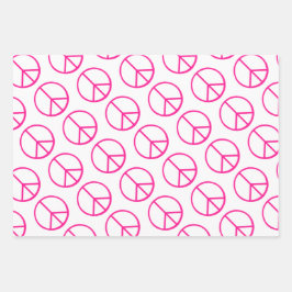 Pink Yellow Orange Peace Sign Gift Wrap Combo ラッピングペーパーシート