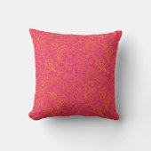 Pink yellow paisley pattern クッション (正面)