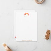 Pink Yellow Retro Rainbow Personalized Stationery ノートカード (正面/裏面インサイチュ)