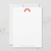 Pink Yellow Retro Rainbow Personalized Stationery ノートカード (正面)