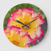 Pink Yellow Rose ラージ壁時計 (正面)