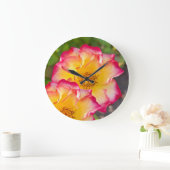 Pink Yellow Rose ラージ壁時計 (ホーム)